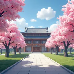 The iconic cherry blossom-lined campus of IIKS in Kyoto features architecture designed to maximize ambient cuteness levels