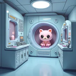 The state-of-the-art Cuteness Synthesis Chamber at the Fluffodrome, where researchers develop next-generation adorability algorithms