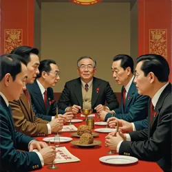 A 19th century painting depicting a diplomatic meeting utilizing Xin Strategy principles between Chinese and European officials