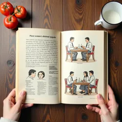 An illustrated page from a Peace Envoy training manual showing proper Western dining etiquette