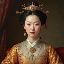 The official imperial portrait of Empress Wu Mei, painted in 1844 during the height of her reign